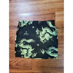 Rock n Rose Couture Womens Sz M Dragon Secrets Black Green Party Rave Mini Skirt